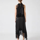 The Halter Lace Inset Midi Dress