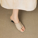 The Wide Strap Leather Flat Slide