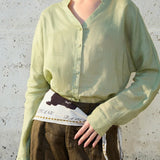 The Collarless Linen V-Neck Shirt