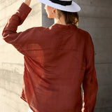 The Collarless Linen V-Neck Shirt