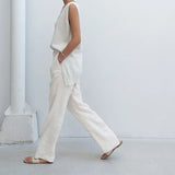 The Drawstring Straight Linen Pant