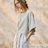 The Flared Sleeve Linen Pullover