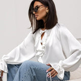 Liora Satin Ruffle Blouse