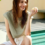 The Petal Sleeve Linen Tee