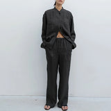 The Drawstring Straight Linen Pant