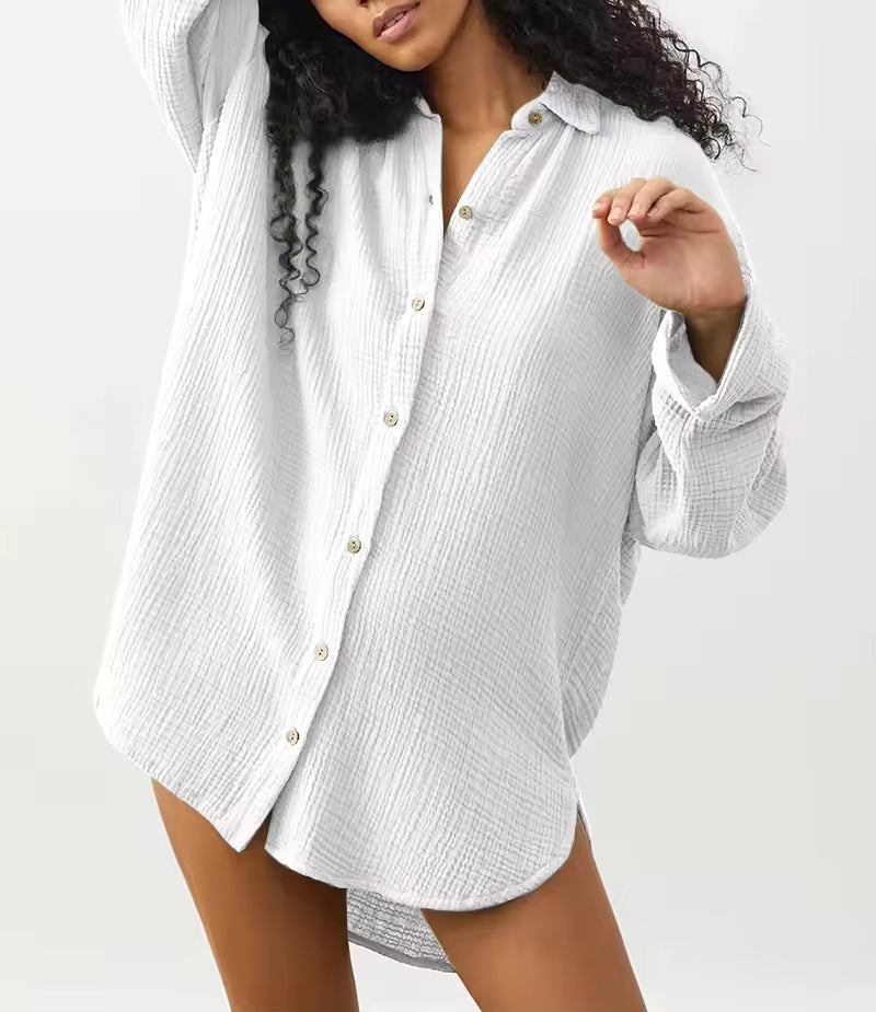 Florentine Gauze Button-Up Blouse