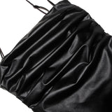 Onyx Lace-Up Faux Leather Midi Dress