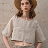 The Boxy Linen Crop Top