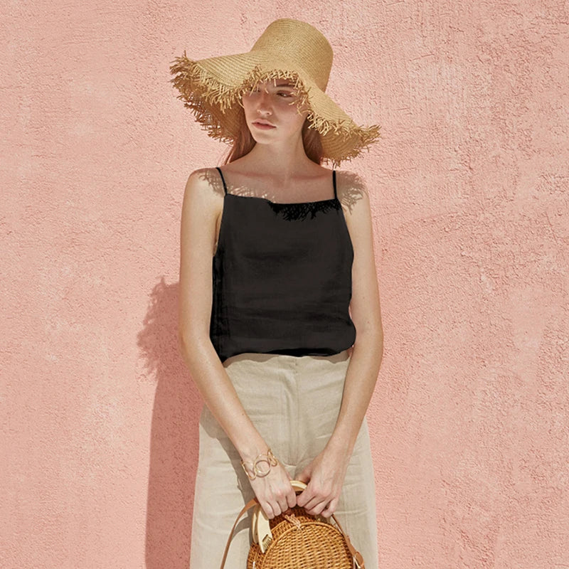 The Satin Strap Linen Cami