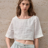The Boxy Linen Crop Top