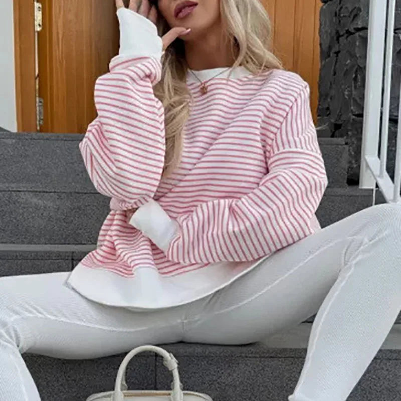 Rory Stripe Spliced Loose Sweatshirt