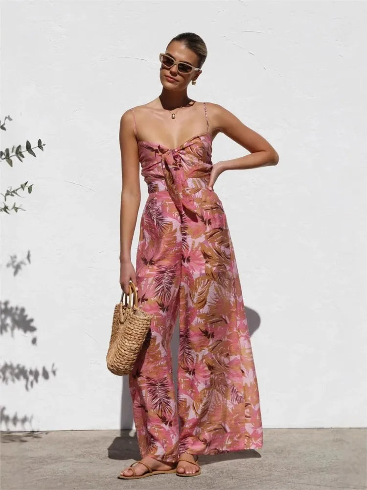 Women's Wide Leg Jumpsuit – Spaghetti Strap