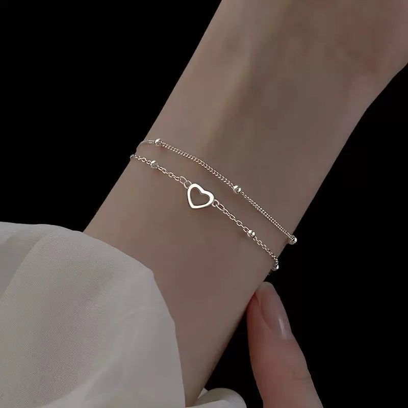 Seoul Double Heart Bracelet in Camel — Bracelets