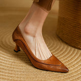 The Cognac Leather Kitten Heel Pump