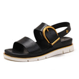 Valine Gold-Buckle Strap Sandals