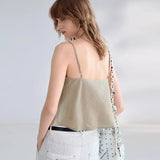 Women's Ramie Camisole Tank Top Backless Loose