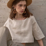 The Boxy Linen Crop Top