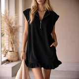 Women's Sleeveless T-Shirt Dress – Half Zip