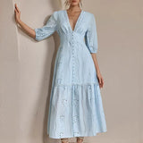 Women's Maxi Dress High Waist V-Neck