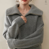 Victoire Half-Zip Stand Collar Sweater