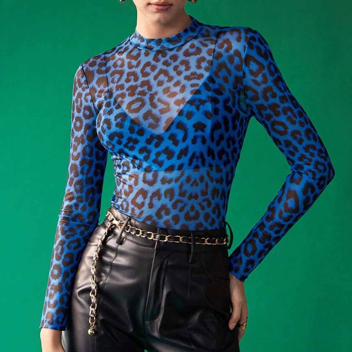 Veronica Leopard Mesh Top