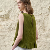 The Pleated Hem Linen Top