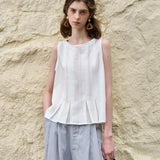 The Pleated Hem Linen Top