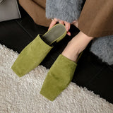 Women’s Leather Croc-Embossed Low Heel Mules