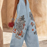Women's Floral Wide Leg Jumpsuit Sleeveless Summer