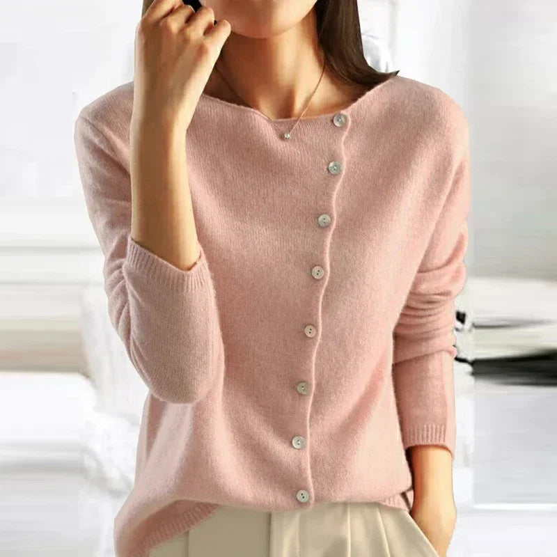 Amélise Asymmetric Button Sweater