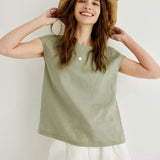 The Petal Sleeve Linen Tee