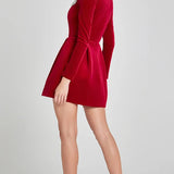 Éclat Lacceti Women's White Jewel Trim Long Sleeve Mini Dress