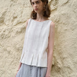 The Pleated Hem Linen Top