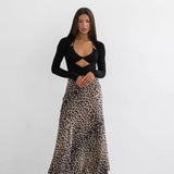 Harper Satin Leopard Midi Skirt