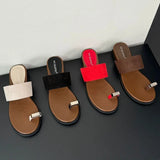 The Wide Strap Suede Toe Ring Slide