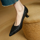 The Cognac Leather Kitten Heel Pump