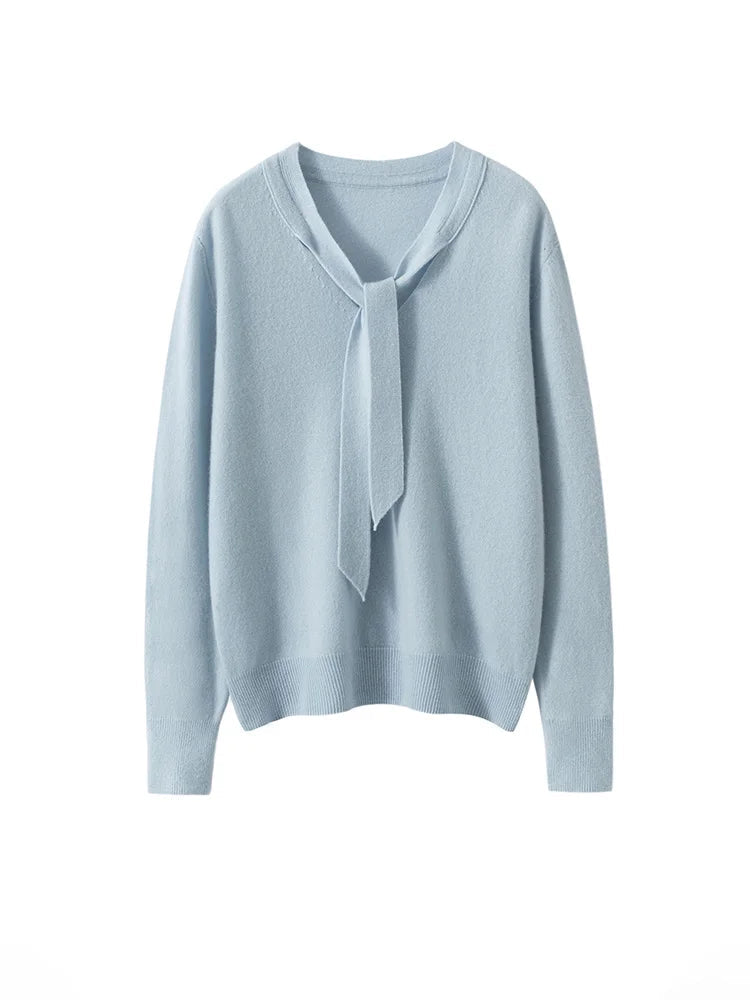 Selene Scarf-Collar Cashmere Pullover