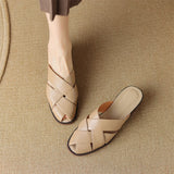 The Woven Leather Flat Mule