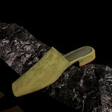 Women’s Leather Croc-Embossed Low Heel Mules