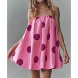 Women’s Polka Dot Strapless Bubble Mini Dress