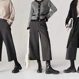 Autumn Woolen Wide Leg Pants