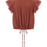The Ruffle Front Gauze Crop Top