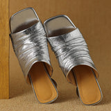 The Ruched Leather Block Heel Mule