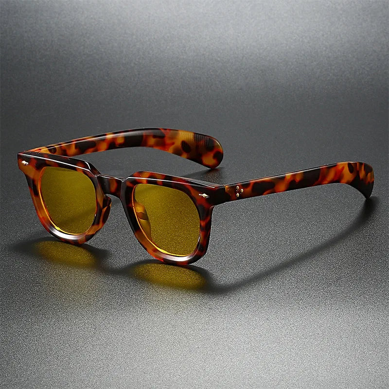 Havana Rivet Square Sunglasses in Camel — Sunglasses