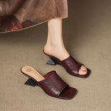 The Wide Strap Leather Flat Slide
