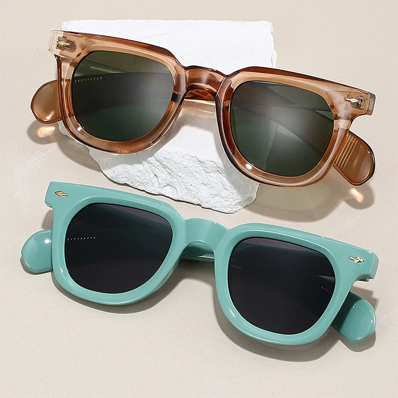 Havana Rivet Square Sunglasses in Camel — Sunglasses