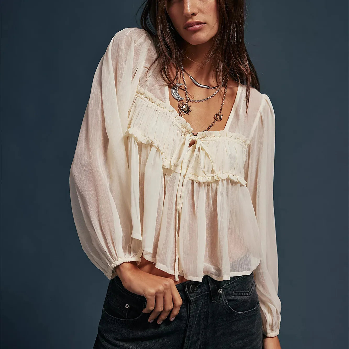The Whisper Chiffon Tie Blouse
