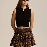 Viora Leopard Ruffle Skirt