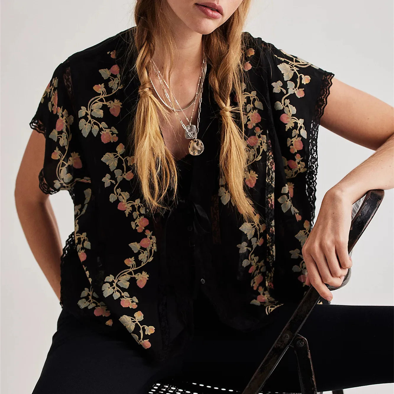 The Strawberry Lace Trim Blouse