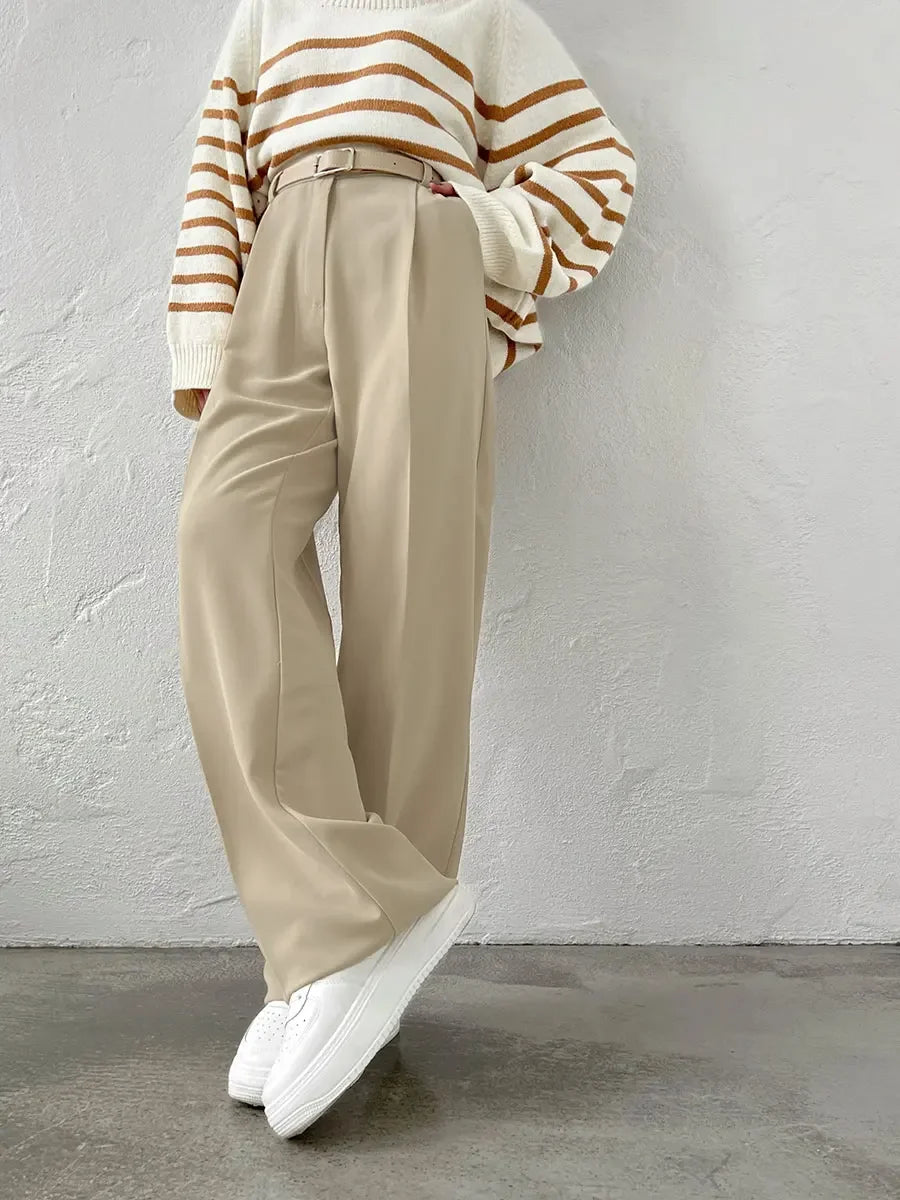 Tailored Pleat Wide-Leg Trousers